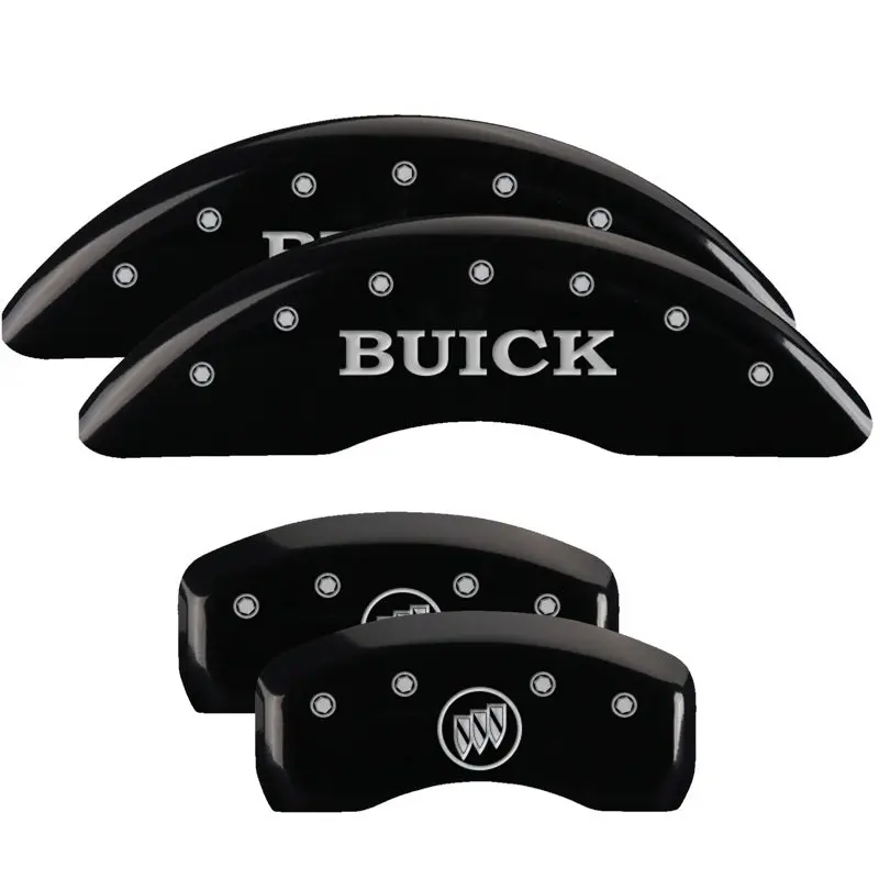 Mgp 4 Caliper Covers Engraved Front Buick Engraved Rear Buick Shield Black Finish Silver Ch 1