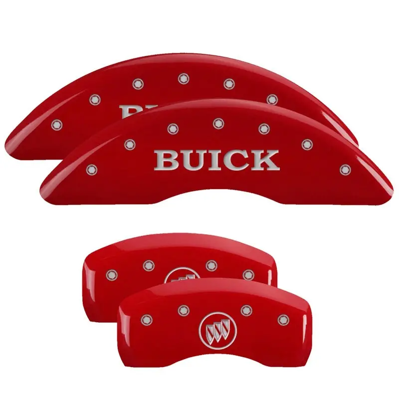 Mgp 4 Caliper Covers Engraved Front Buick Engraved Rear Buick Shield Red Finish Silver Ch 1