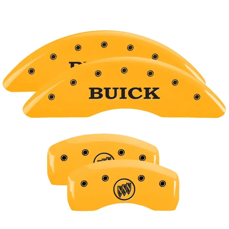Mgp 4 Caliper Covers Engraved Front Buick Engraved Rear Buick Shield Yellow Finish Black Ch 1