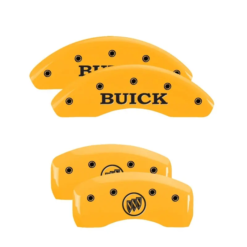 Mgp 4 Caliper Covers Engraved Front Buick Engraved Rear Buick Shield Yellow Finish Black Ch 1
