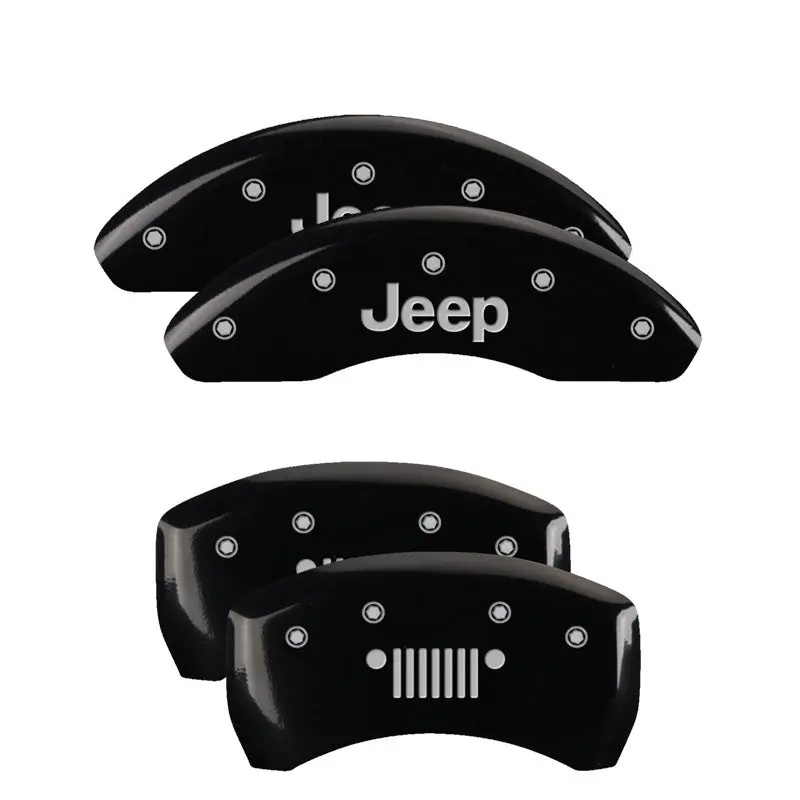Mgp 4 Caliper Covers Engraved Front Jeep Engraved Rear Jeep Grill Logo Black Finish Silver Ch 1