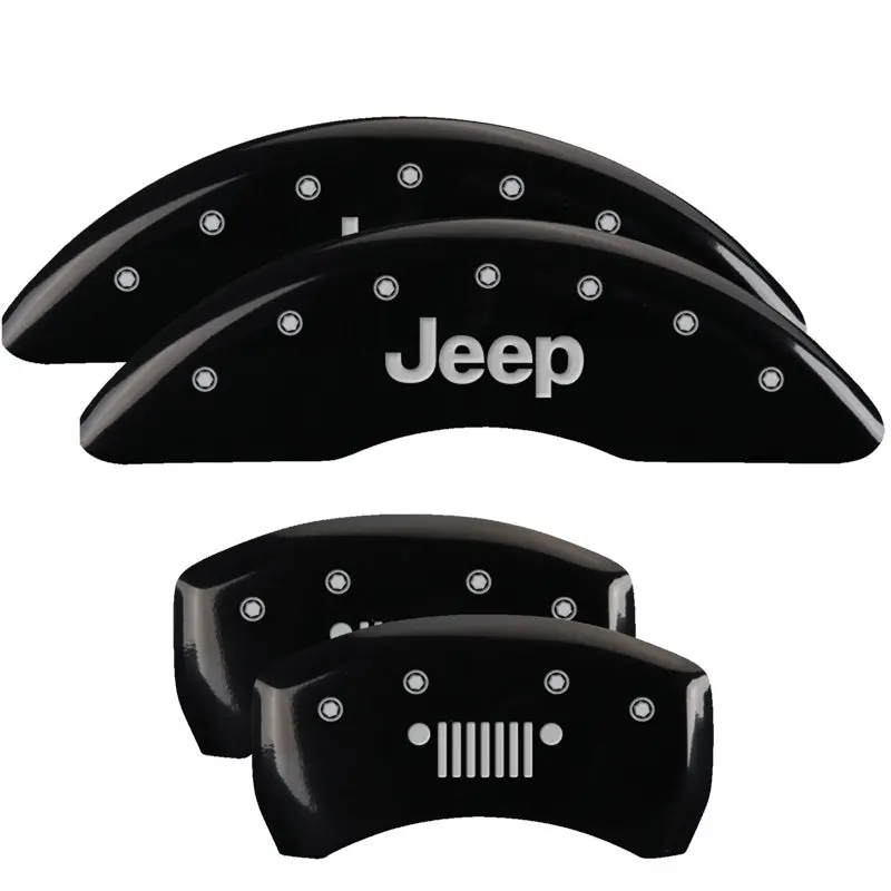 Mgp 4 Caliper Covers Engraved Front Jeep Engraved Rear Jeep Grill Logo Black Finish Silver Ch 1