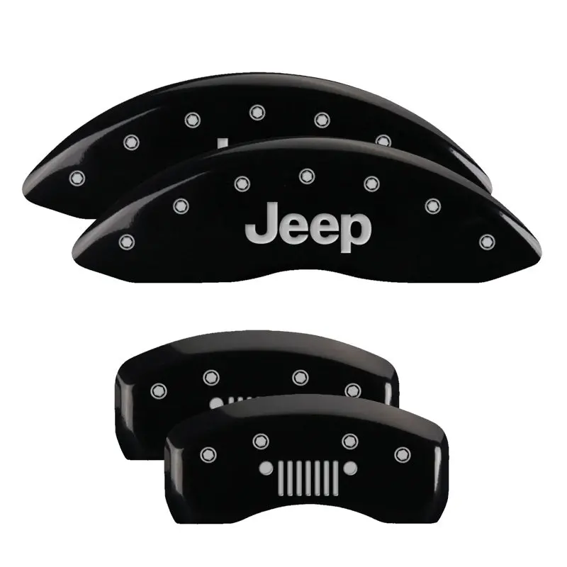 Mgp 4 Caliper Covers Engraved Front Jeep Engraved Rear Jeep Grill Logo Black Finish Silver Ch 1