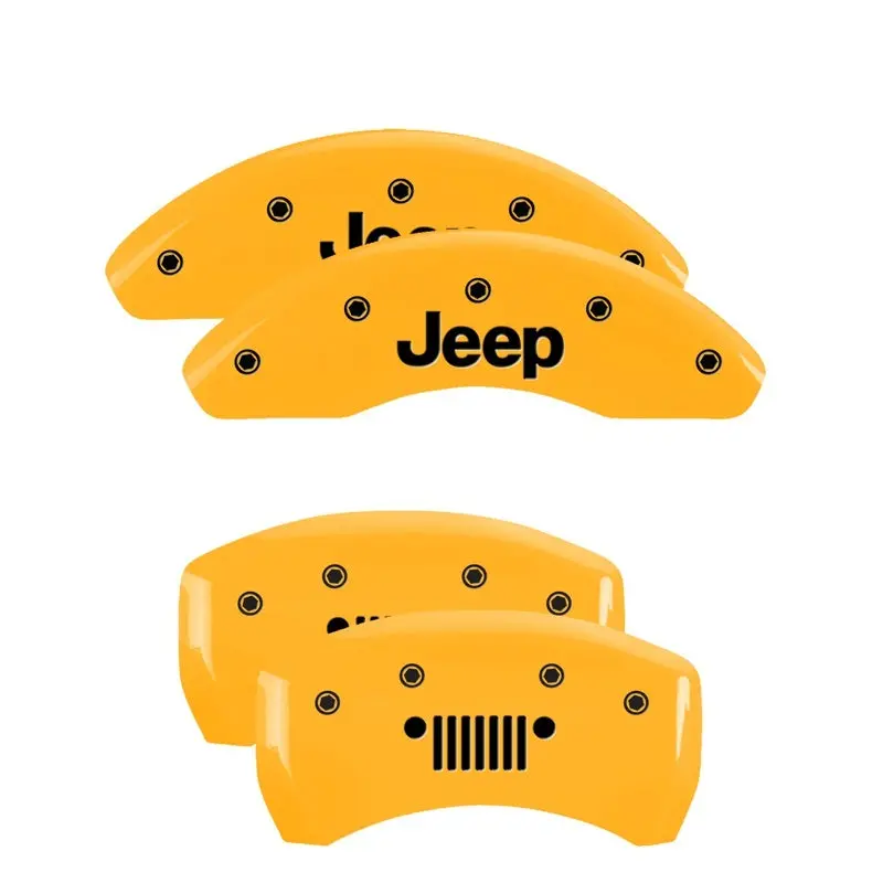 Mgp 4 Caliper Covers Engraved Front Jeep Engraved Rear Jeep Grill Logo Yellow Finish Black Ch 1