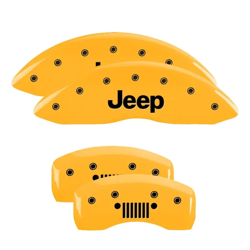 Mgp 4 Caliper Covers Engraved Front Jeep Engraved Rear Jeep Grill Logo Yellow Finish Black Ch 1