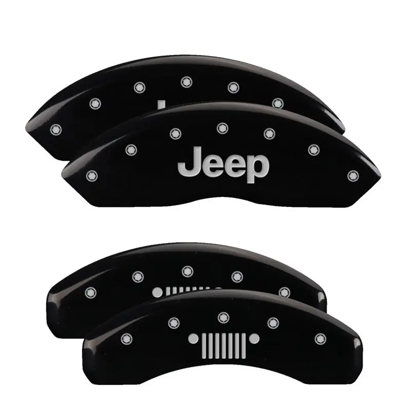 Mgp 4 Caliper Covers Engraved Front Jeep Rear Grill Logo Black Finish Silver Char 2018 Jeep Wrangler 1