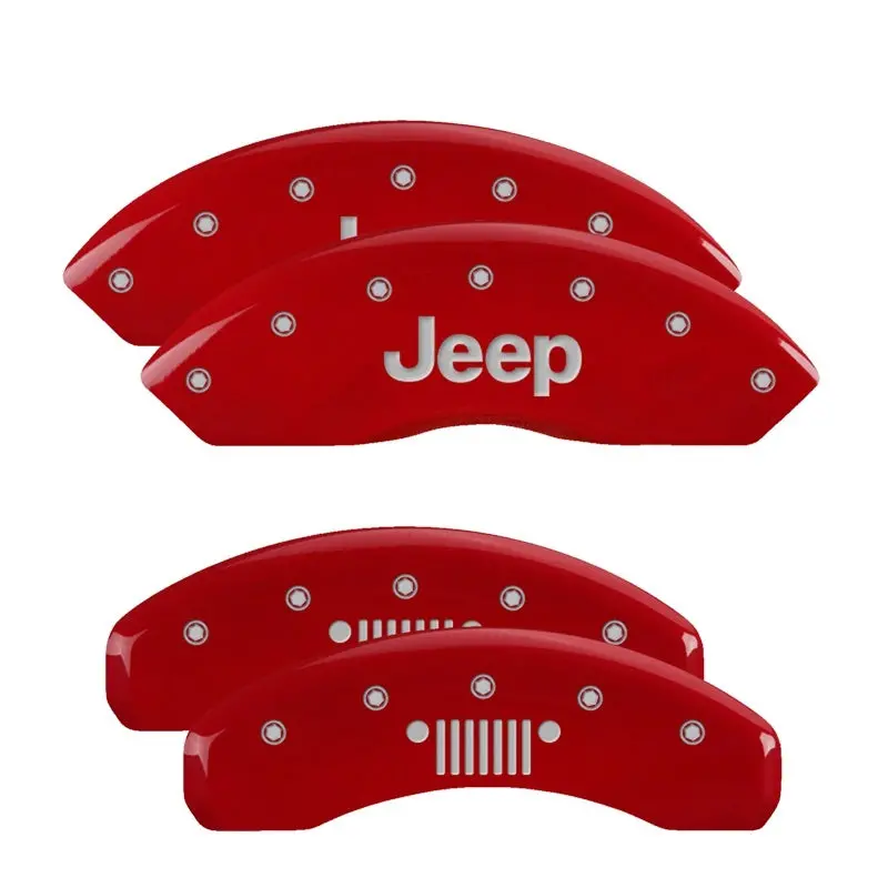 Mgp 4 Caliper Covers Engraved Front Jeep Rear Grill Logo Red Finish Silver Char 2019 Jeep Wrangler 1