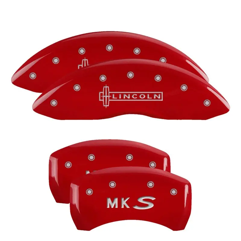 Mgp 4 Caliper Covers Engraved Front Lincoln Engraved Rear Mks Red Finish Silver Ch 1
