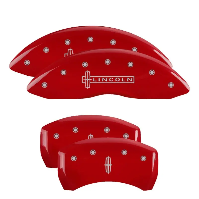 Mgp 4 Caliper Covers Engraved Front Lincoln Engraved Rear Star Logo Red Finish Silver Ch 1
