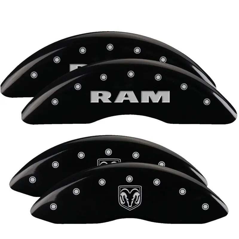 Mgp 4 Caliper Covers Engraved Front Ram Engraved Rear Ramhead Black Finish Silver Ch 1