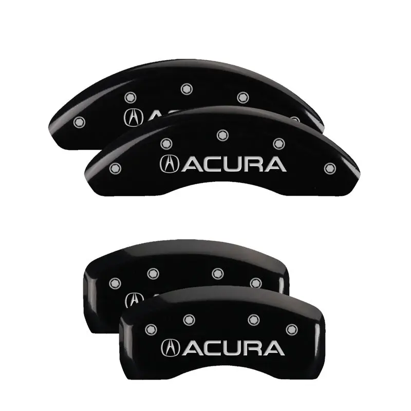 Mgp 4 Caliper Covers Engraved Front & Rear Acura Black Finish Silver Ch 1
