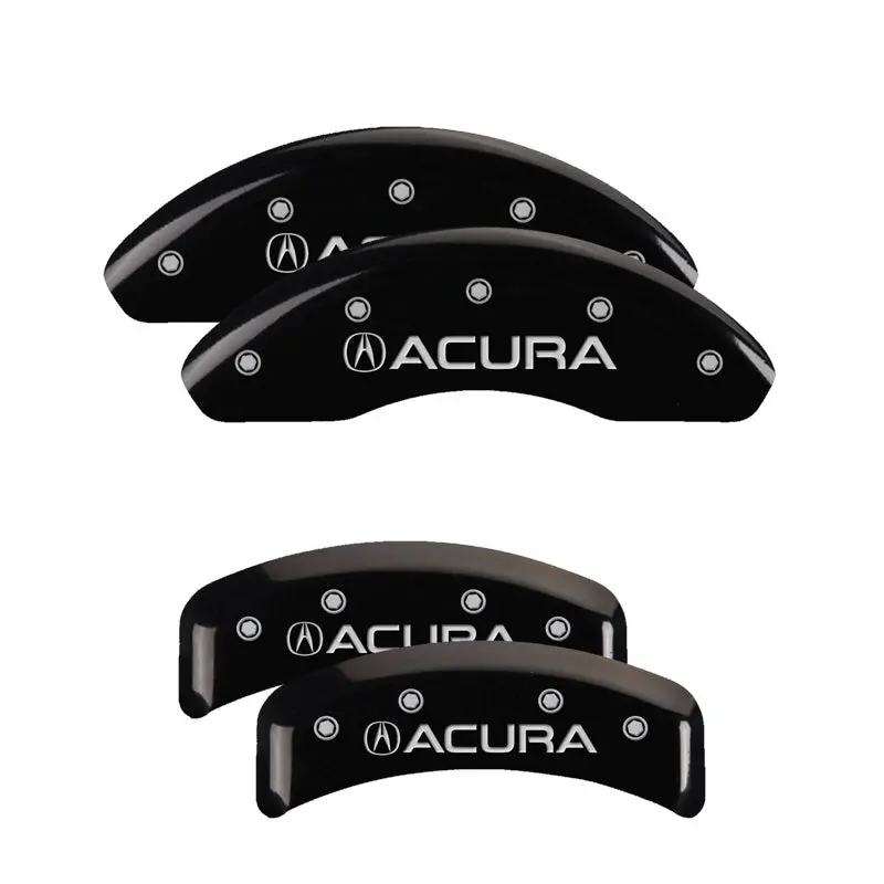 Mgp 4 Caliper Covers Engraved Front & Rear Acura Black Finish Silver Ch 1
