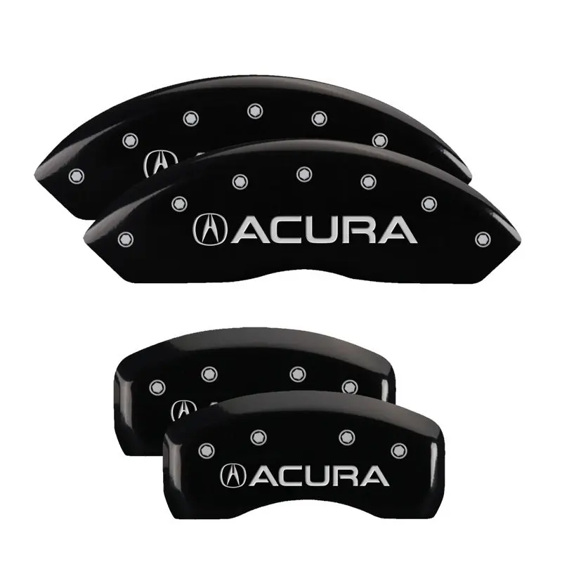 Mgp 4 Caliper Covers Engraved Front & Rear Acura Black Finish Silver Ch 1