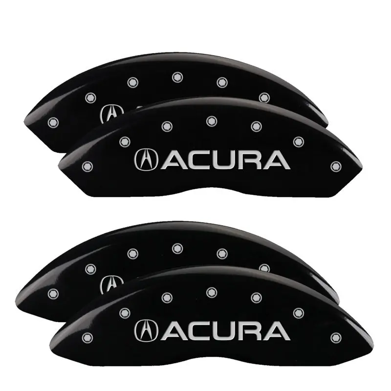 Mgp 4 Caliper Covers Engraved Front & Rear Acura Black Finish Silver Ch 1