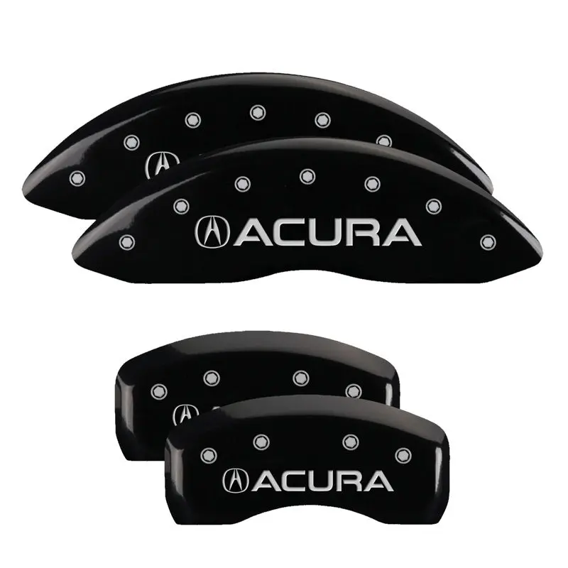 Mgp 4 Caliper Covers Engraved Front & Rear Acura Black Finish Silver Ch 1
