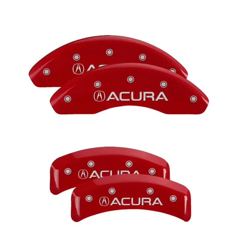 Mgp 4 Caliper Covers Engraved Front & Rear Acura Red Finish Silver Ch 1