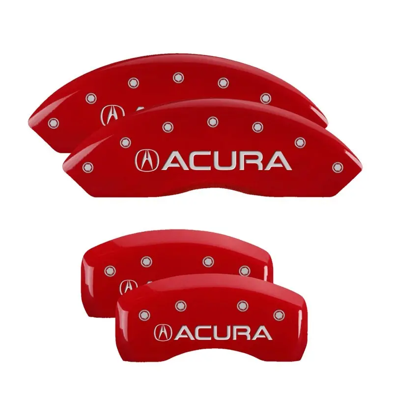 Mgp 4 Caliper Covers Engraved Front & Rear Acura Red Finish Silver Ch 1