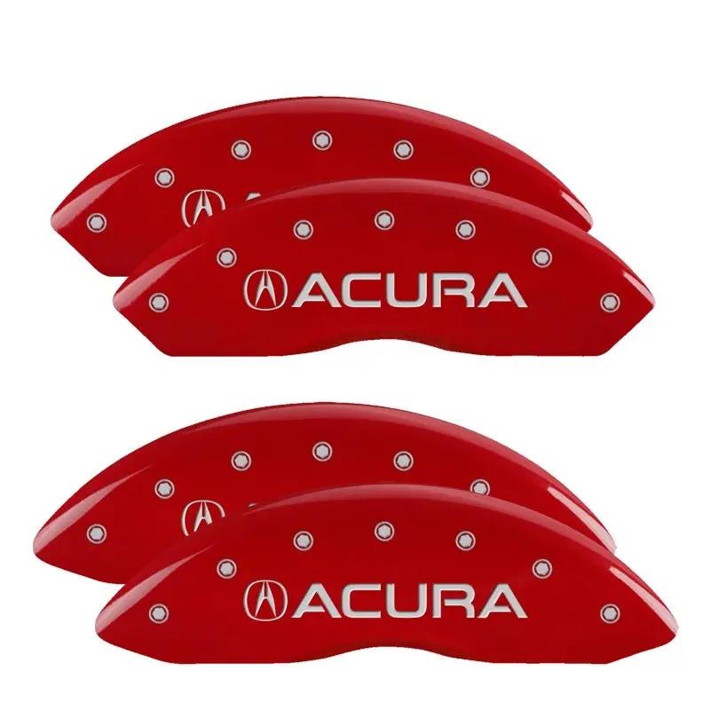 Mgp 4 Caliper Covers Engraved Front & Rear Acura Red Finish Silver Ch 1