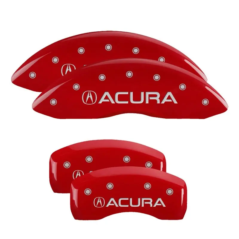 Mgp 4 Caliper Covers Engraved Front & Rear Acura Red Finish Silver Ch 1