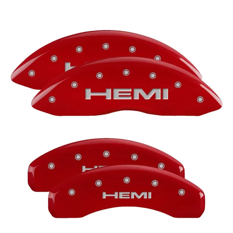 Mgp 4 Caliper Covers Engraved Front & Rear Hemi Red Finish Silver Ch 1