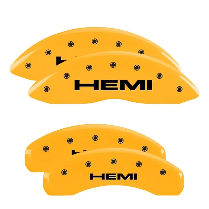 Mgp 4 Caliper Covers Engraved Front & Rear Hemi Yellow Finish Black Char 2006 Jeep Commander 1