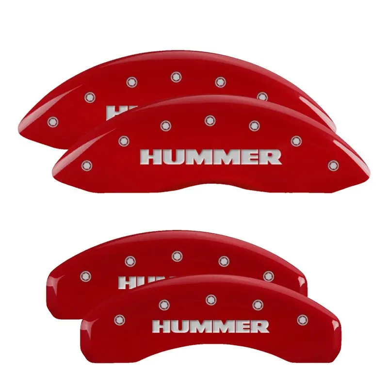 Mgp 4 Caliper Covers Engraved Front & Rear Hummer Red Finish Silver Ch 1