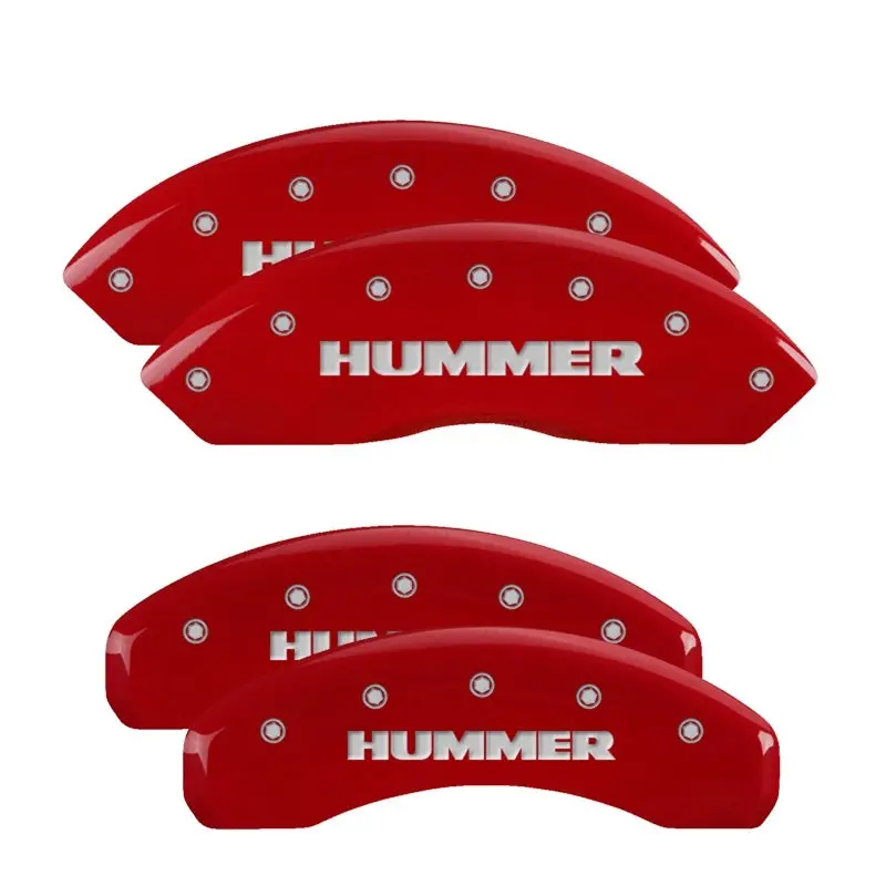 Mgp 4 Caliper Covers Engraved Front & Rear Hummer Red Finish Silver Ch 1