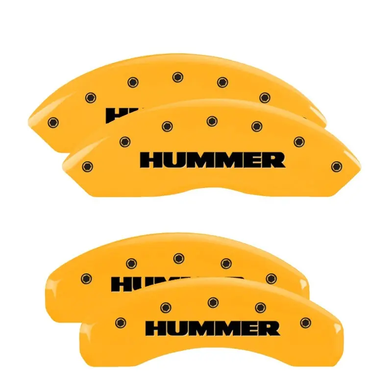 Mgp 4 Caliper Covers Engraved Front & Rear Hummer Yellow Finish Black Char 2010 Hummer H3t 1