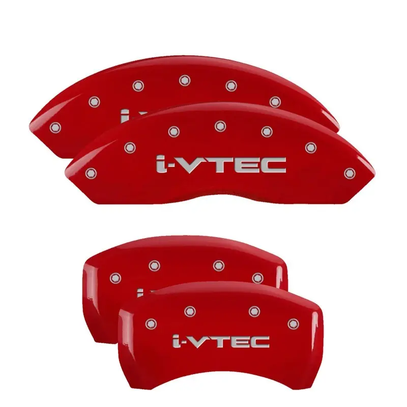 Mgp 4 Caliper Covers Engraved Front & Rear I-Vtec Red Finish Silver Ch 1