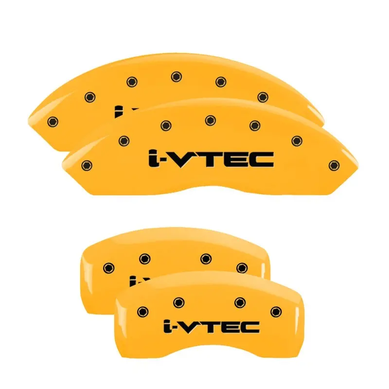 Mgp 4 Caliper Covers Engraved Front & Rear I-Vtec Yellow Finish Black Ch 1