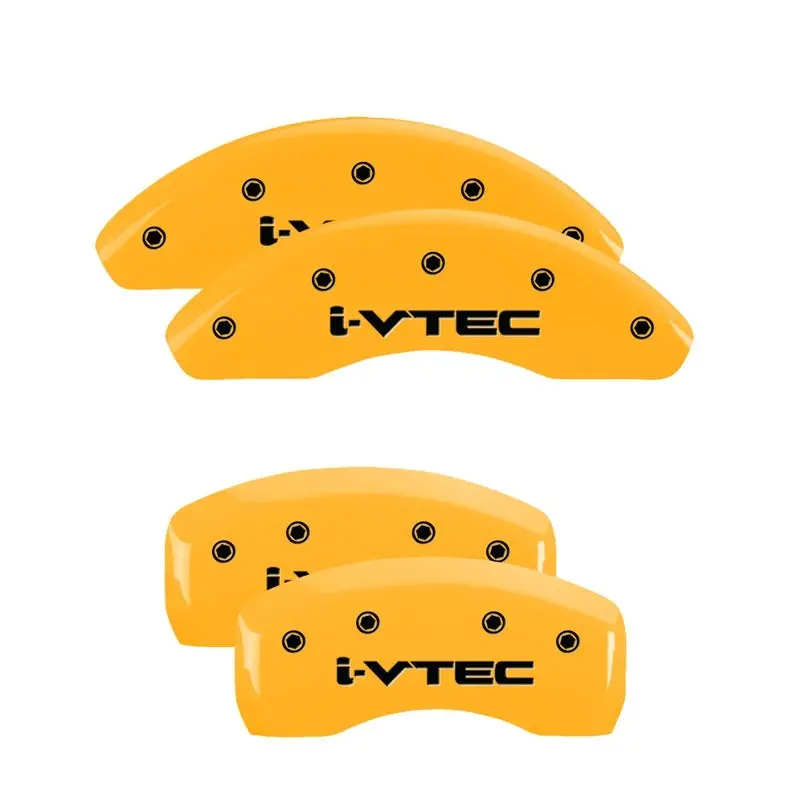 Mgp 4 Caliper Covers Engraved Front & Rear I-Vtec Yellow Finish Black Ch 1