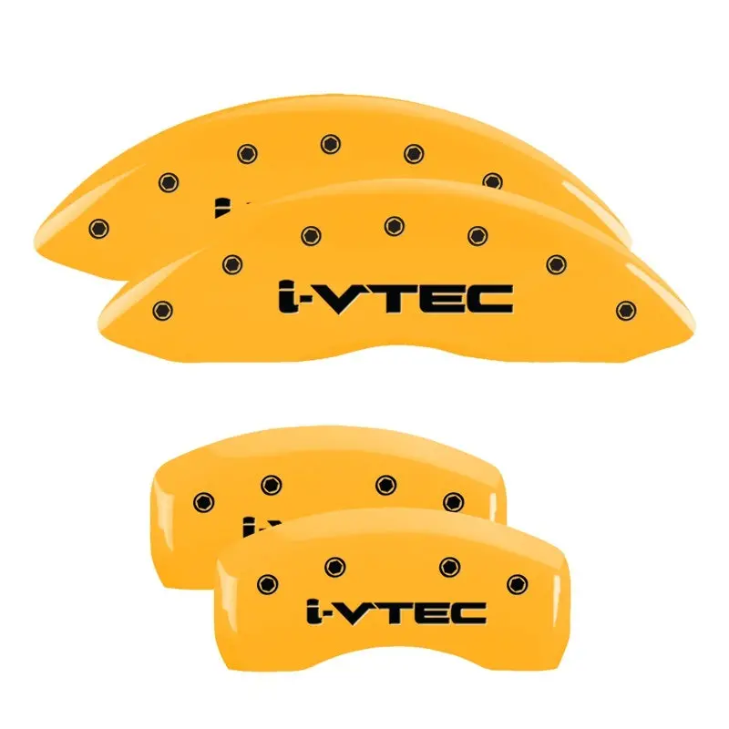 Mgp 4 Caliper Covers Engraved Front & Rear I-Vtec Yellow Finish Black Char 2017 Acura Ilx 1
