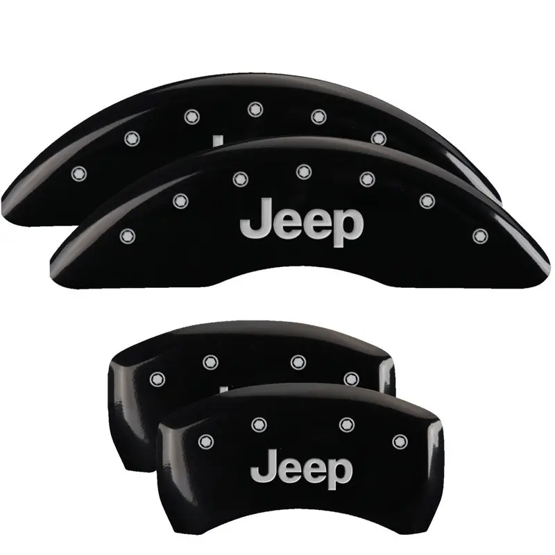 Mgp 4 Caliper Covers Engraved Front & Rear Jeep Black Finish Silver Ch 1