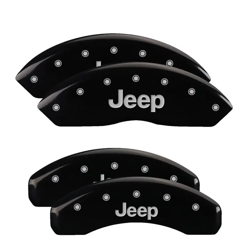Mgp 4 Caliper Covers Engraved Front & Rear Jeep Black Finish Silver Ch 1