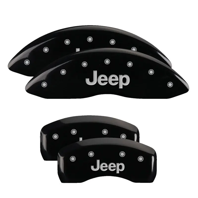 Mgp 4 Caliper Covers Engraved Front & Rear Jeep Black Finish Silver Ch 1