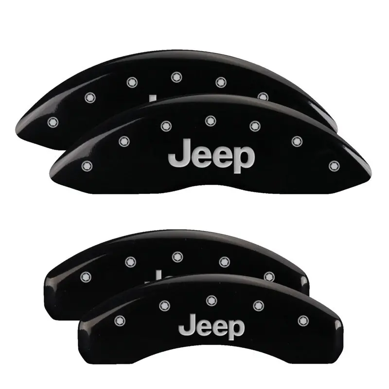 Mgp 4 Caliper Covers Engraved Front & Rear Jeep Black Finish Silver Ch 1