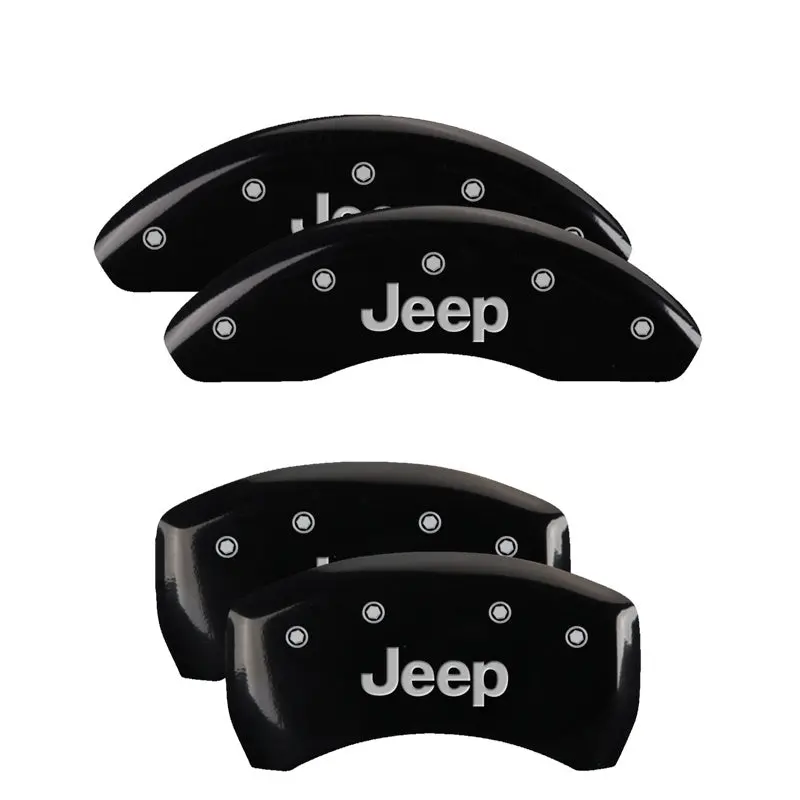 Mgp 4 Caliper Covers Engraved Front & Rear Jeep Black Finish Silver Ch 1