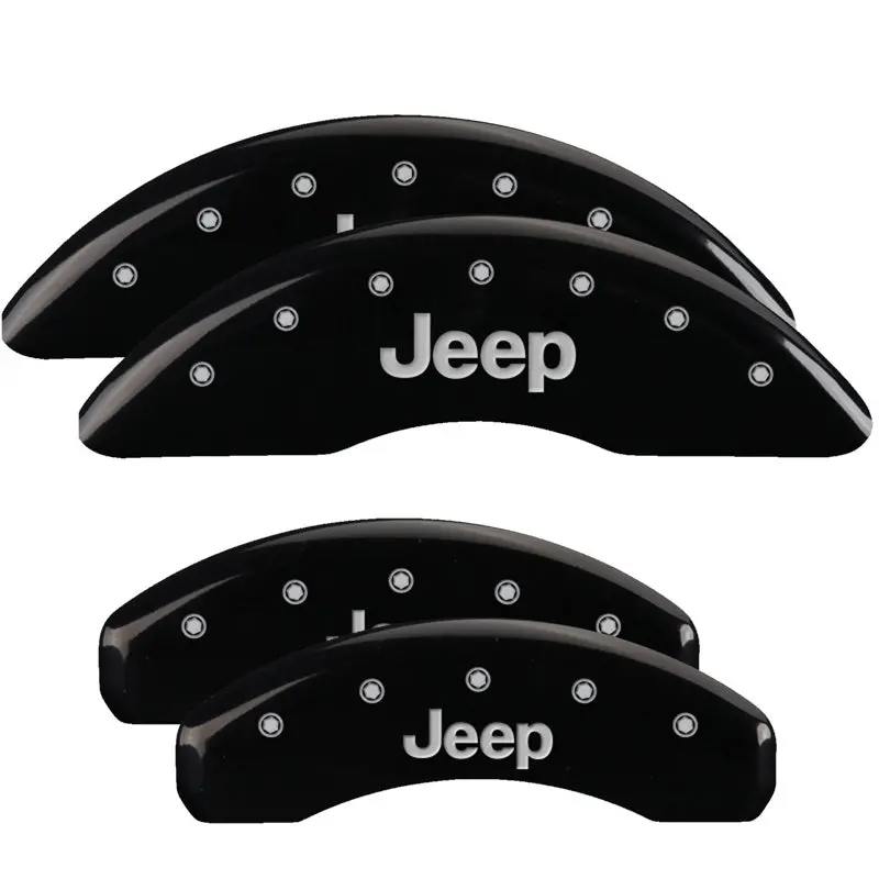 Mgp 4 Caliper Covers Engraved Front Rear Jeep Logo Engraved Black Finish Silver Characters 1