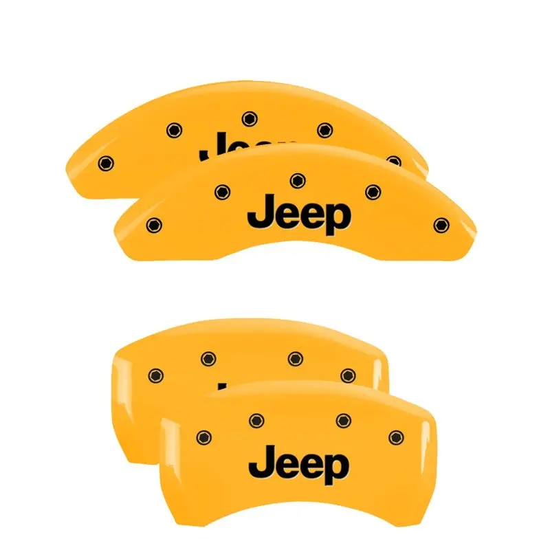 Mgp 4 Caliper Covers Engraved Front & Rear Jeep Yellow Finish Black Ch 1