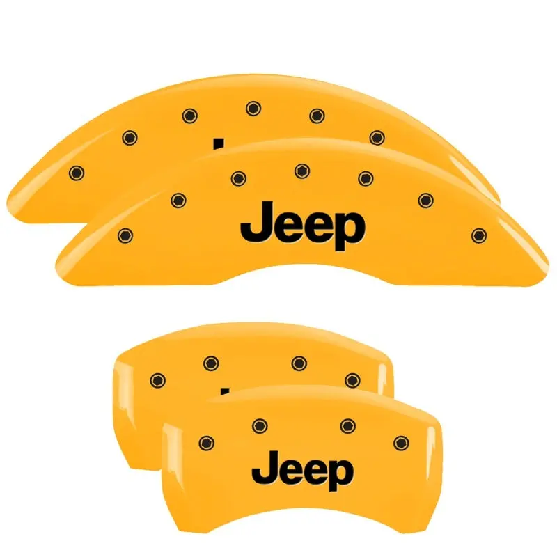 Mgp 4 Caliper Covers Engraved Front & Rear Jeep Yellow Finish Black Ch 1
