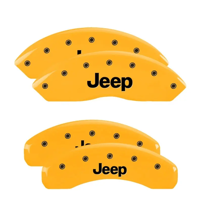 Mgp 4 Caliper Covers Engraved Front & Rear Jeep Yellow Finish Black Ch 1