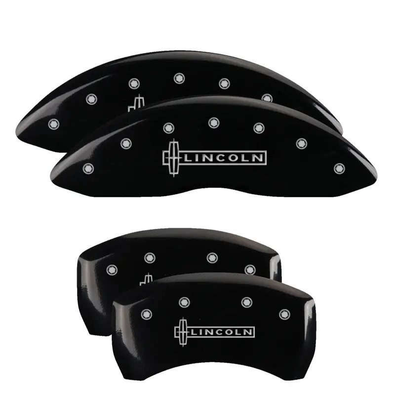 Mgp 4 Caliper Covers Engraved Front & Rear Lincoln Black Finish Silver Ch 1
