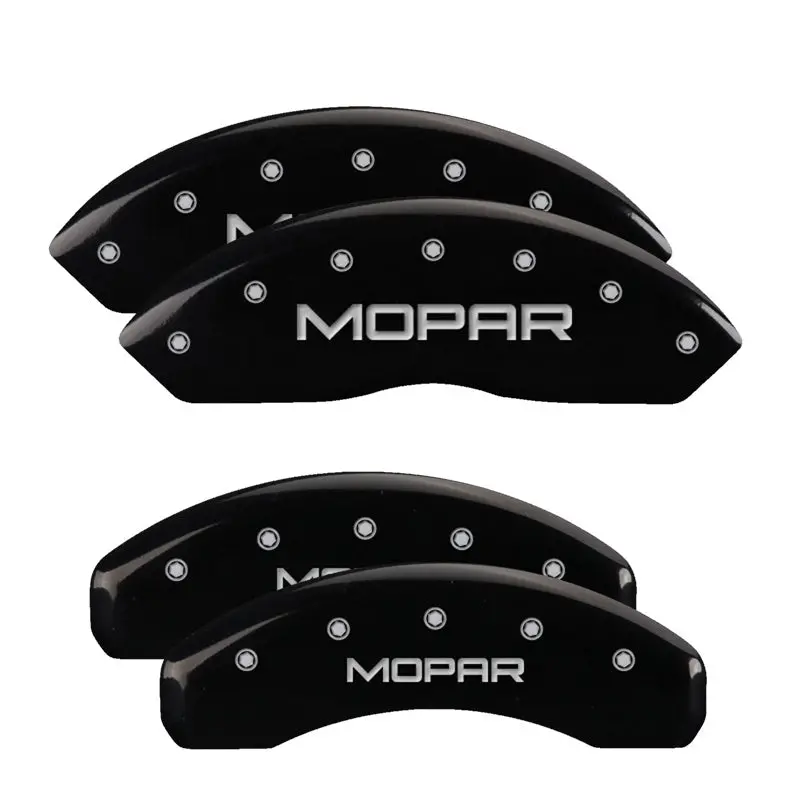 Mgp 4 Caliper Covers Engraved Front & Rear Mopar Black Finish Silver Ch 1