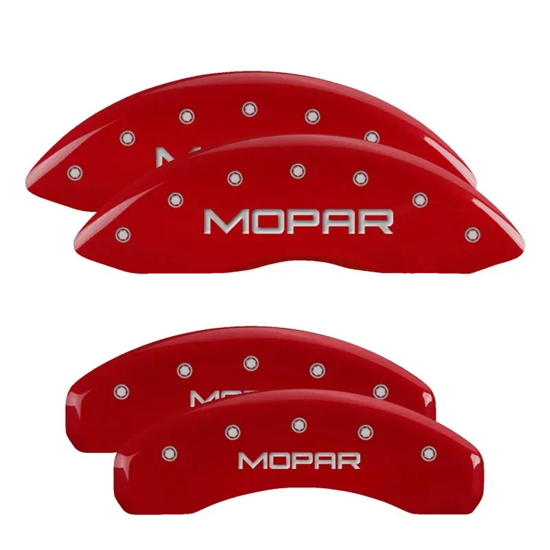 Mgp 4 Caliper Covers Engraved Front & Rear Mopar Red Finish Silver Ch 1