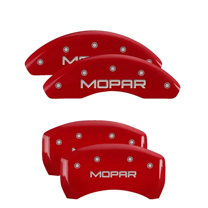 Mgp 4 Caliper Covers Engraved Front & Rear Mopar Red Finish Silver Ch 1