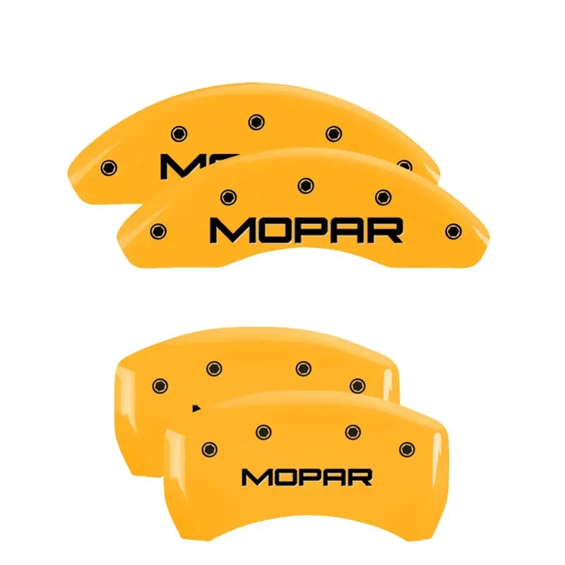 Mgp 4 Caliper Covers Engraved Front & Rear Mopar Yellow Finish Black Ch 1