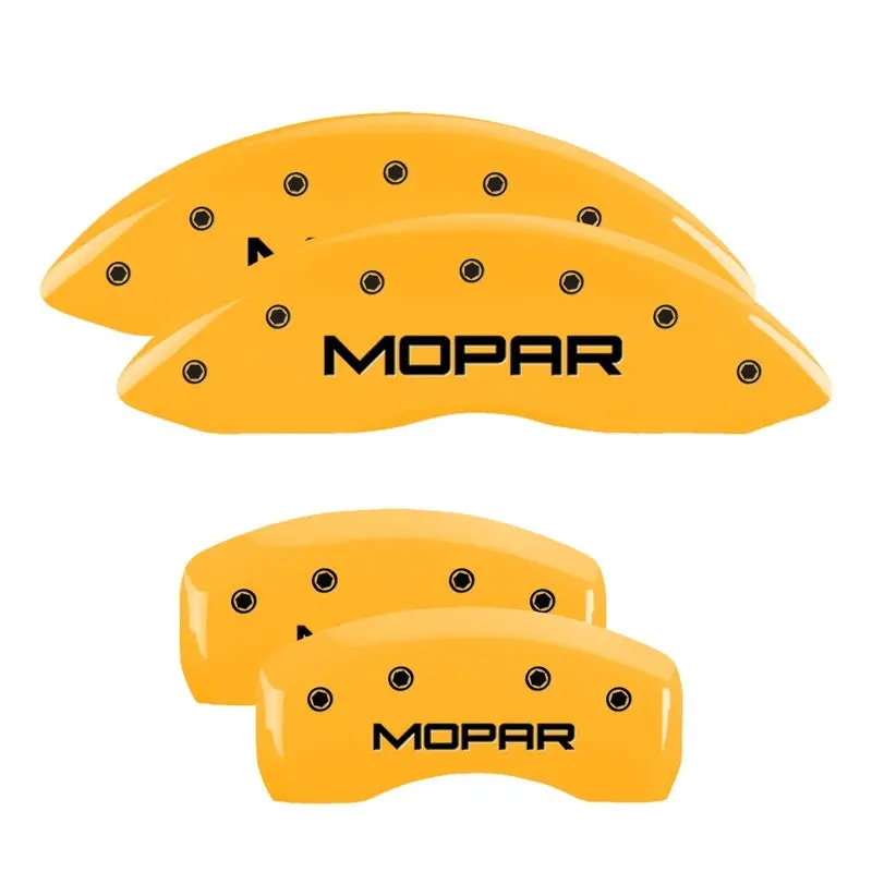 Mgp 4 Caliper Covers Engraved Front & Rear Mopar Yellow Finish Black Ch 1