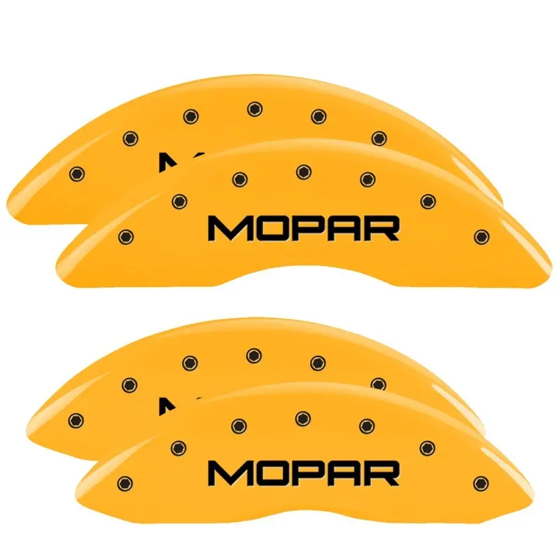 Mgp 4 Caliper Covers Engraved Front & Rear Mopar Yellow Finish Black Ch 1