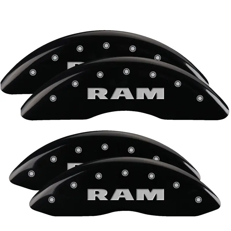 Mgp 4 Caliper Covers Engraved Front & Rear Ram Black Finish Silver Ch 1