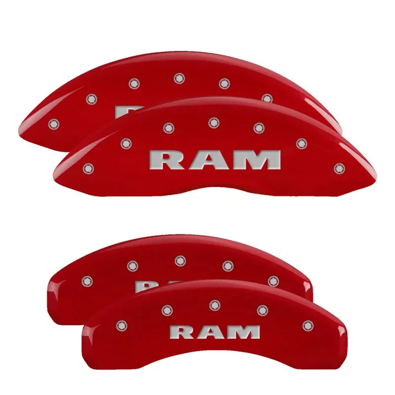 Mgp 4 Caliper Covers Engraved Front & Rear Ram Red Finish Silver Char 2019 Ram 1500 1